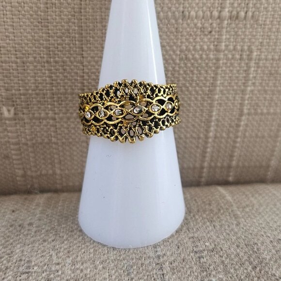 Vintage Style Ring Gold Tone Fashion Jewelry Women Ring Size 7.5 NWT Unbranded - Picture 10 of 12